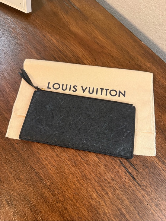 Louis Vuitton Accessories - Louis Vuitton Black Embossed Monogram Zip Card Holder